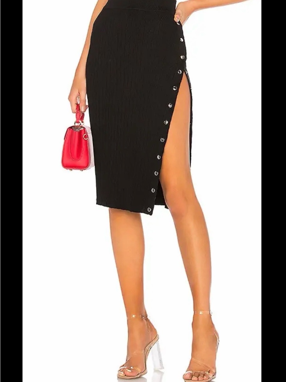 Superdown Black Side-Snap Pencil Skirt NWT
